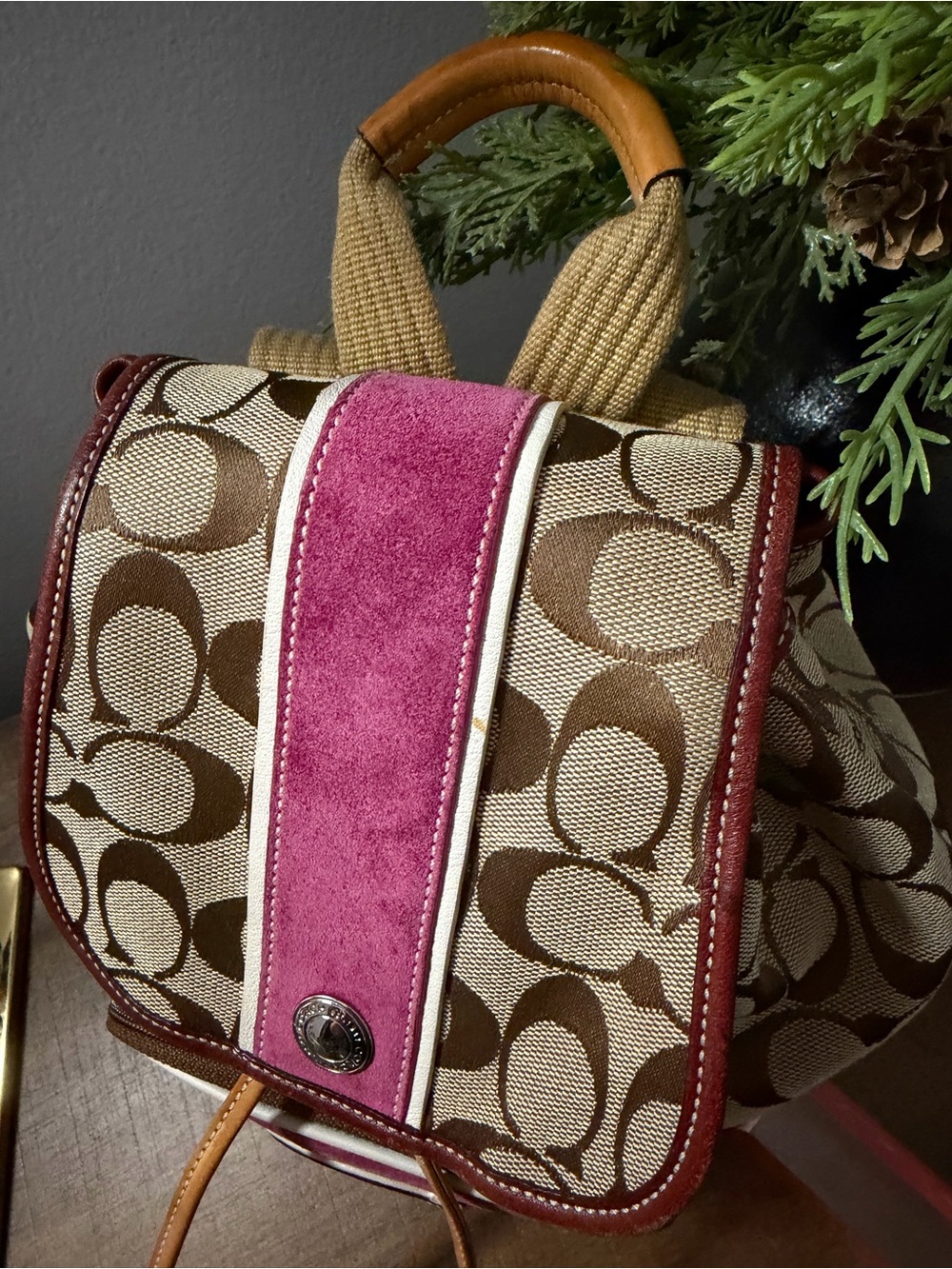 Coach Y2K Rare Signature Monogram & Suede Backpack - Picture 4 of 16